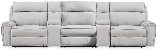 Social Pointe 5-Piece Reclining Sectional with Storage Consoles