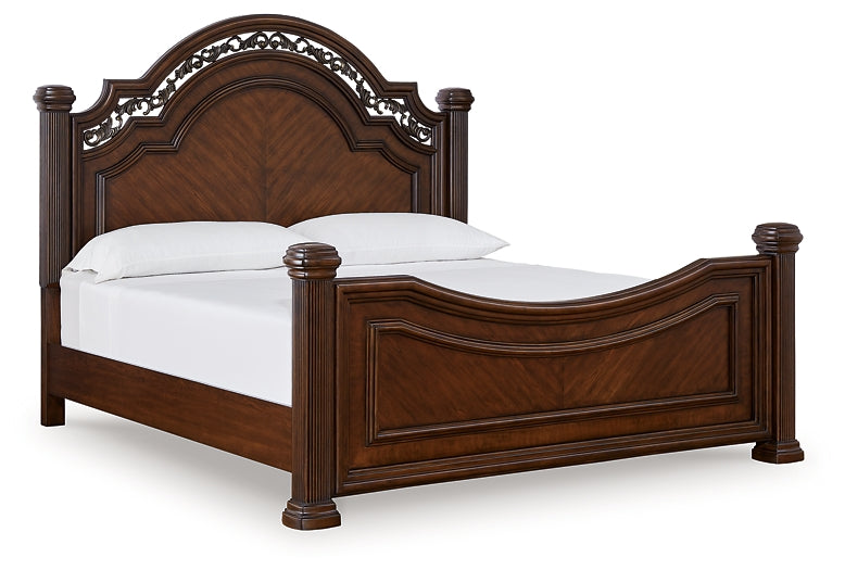 Lavinton King Poster Bed with Mirrored Dresser, Chest and Nightstand