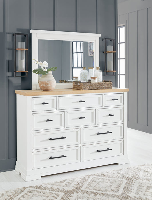 Ashbryn Queen Panel Storage Bed with Mirrored Dresser, Chest and Nightstand