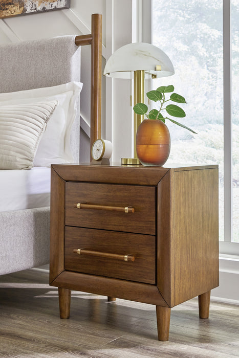 Lyncott Queen Upholstered Bed with Mirrored Dresser, Chest and Nightstand