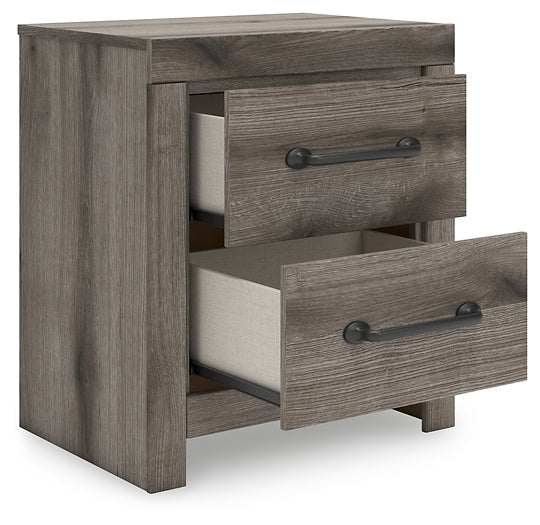 Graystorm Queen Panel Bed with Mirrored Dresser and Nightstand