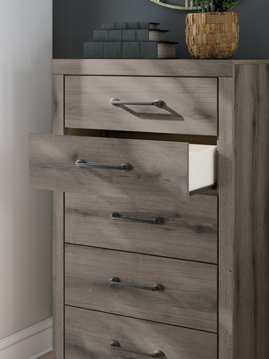 Graystorm Full Panel Bed with Mirrored Dresser, Chest and Nightstand