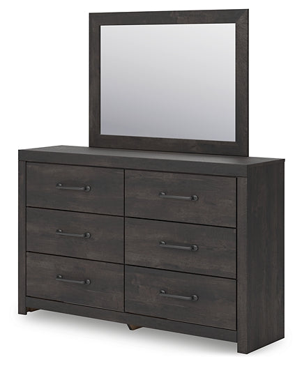 Hollivern Twin Panel Bed with Storage with Mirrored Dresser
