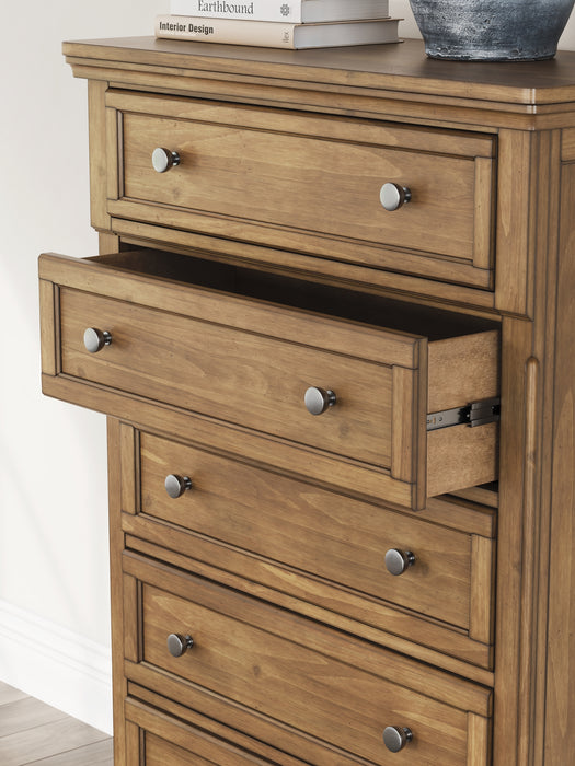 Feddinger King Storage Sleigh Bed with Mirrored Dresser, Chest and Nightstand