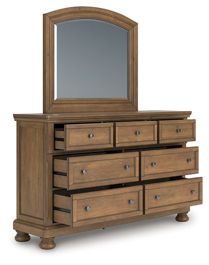 Feddinger King Panel Bed with Mirrored Dresser