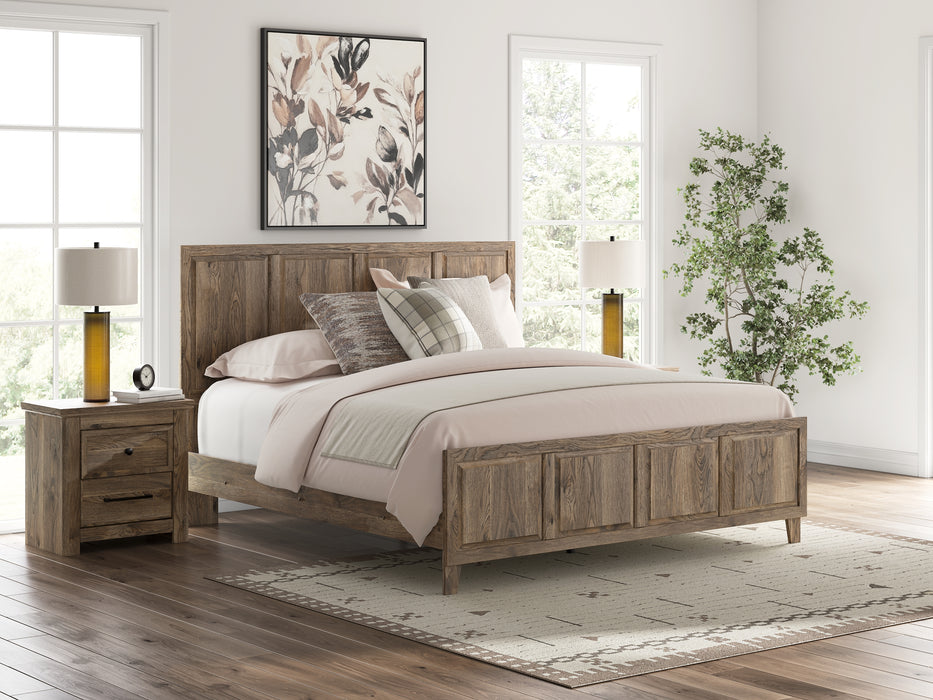 Rusticott King Panel Bed with Mirrored Dresser